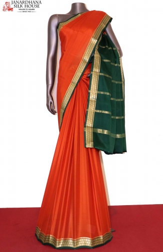 Contrast Classic Pure Mysore Crepe Silk Saree